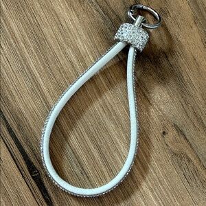 Crystal-Embellished White Wristlet Key Holder